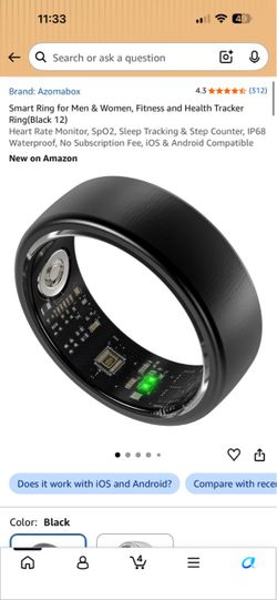 Azomabox Smart Ring Fitness Health Tracker size 12