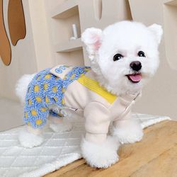 Winter Dog Jumpsuit With Hello Sign, Warm And Stylish Clothes For Small Dogs