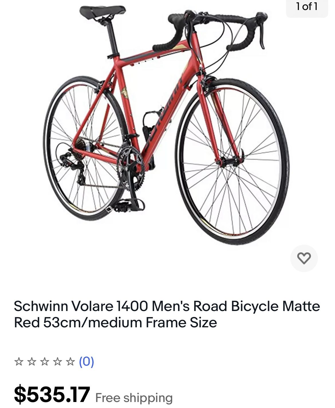 Schwinn Volare 1400 Men's Road Bicycle Matte Red 53cm/medium