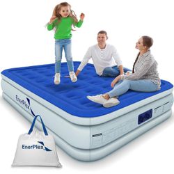 New Air Mattress with Built-in Pump - Double Height Inflatable Mattress for Camping, Home & Portable Travel - Durable Blow Up Bed with Dual Pump - Eas