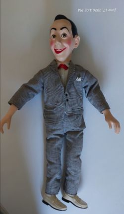 VINTAGE PEE-WEE HERMAN Pull-String Talking Doll in Gray Suit & MOVIE