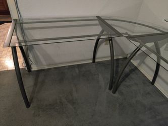Glass L Shaped Office Desk