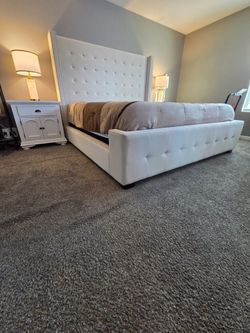 King Size Bed Frame with Nightstands and Dresser