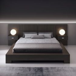 Platform Bed With Attached Nightstands