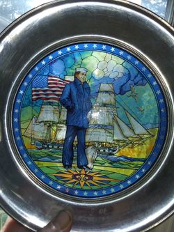 Two stain glass collectible plaques