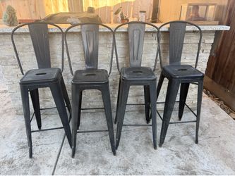 Set of 4 Flash Furniture Black 24.0-in H Counter height Metal Bar Stool