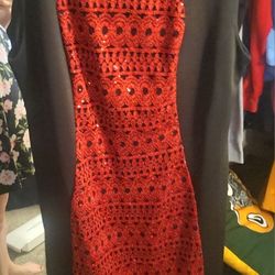 Black With Red Panel Semi-formal Dress