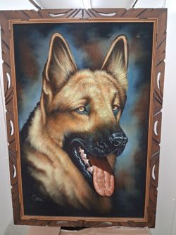 German shepherd painting