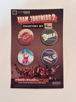 Team Fortress 2 Collector's Set 4 Pins Button Loot Crate Exclusive