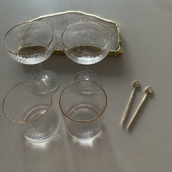 Gold Rimmed Barware Set (7 pieces)