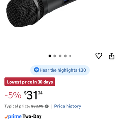 Wireless Microphone, Handheld Dynamic Microphone Wireless mic System for Karaoke Nights and House Parties to Have Fun Over The Mixer,PA System,Speaker