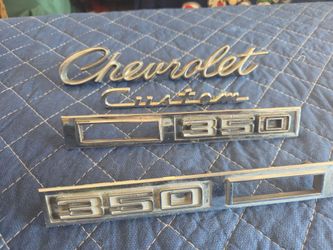 Original Chevrolet Chevy 350 fender emblems Custom and Chevrolet script truck car