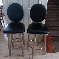 2 Bar Swivel Stools Metal Black  Seats And Backs 