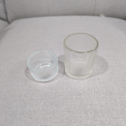23 Clear Ribbed Glass Votive/Tealight Holders Two Sizes