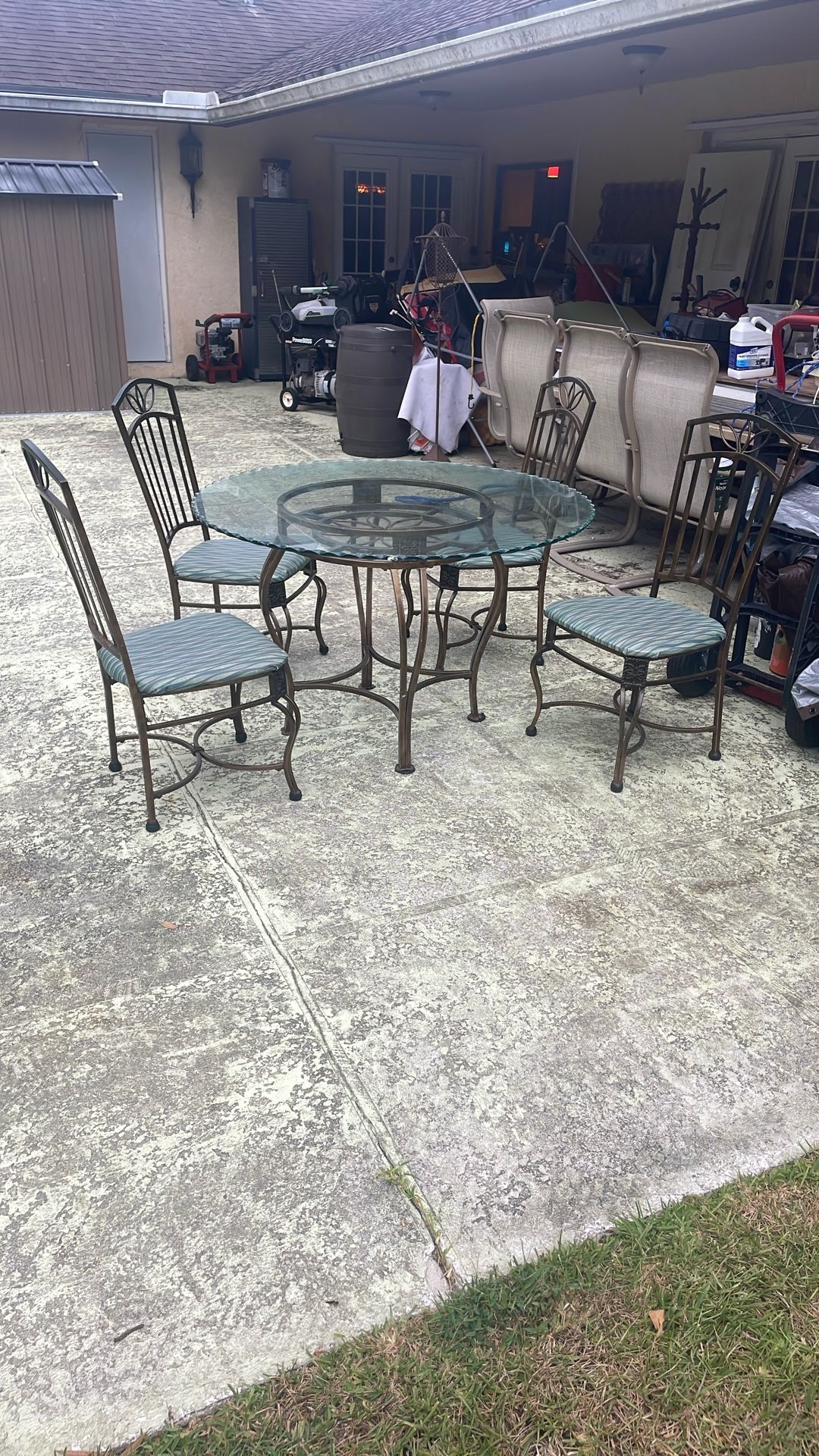 Glass Top Dining Room Table And 4 Chairs