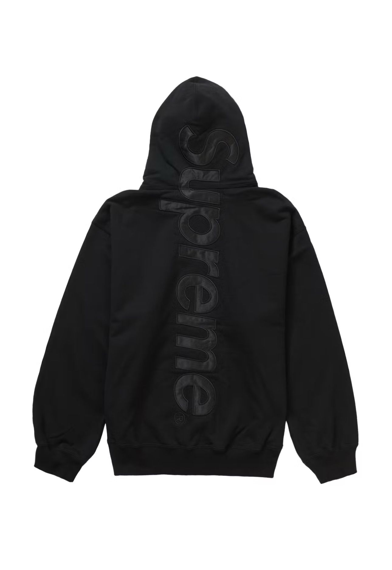 Supreme Satin Appliqué Hooded Sweatshirt (FW23) Black Size XXL