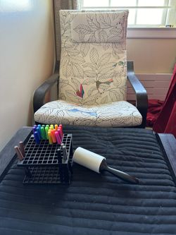 IKEA Coloring Arm Chair With Ottoman And cloth Pens