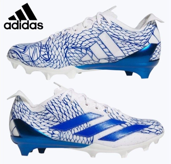 Men's Adidas Adizero Electric 2 White/Blue Art Football Cleats Sz 10.5/11🏈