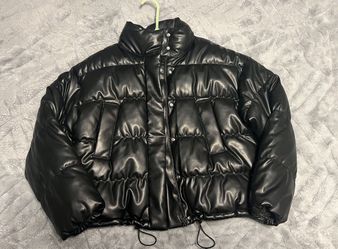 H&M Vegan Leather Puffer Jacket - Size S
