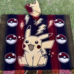 Pikachu Adult Size Placa Poncho, Unisex, One Size