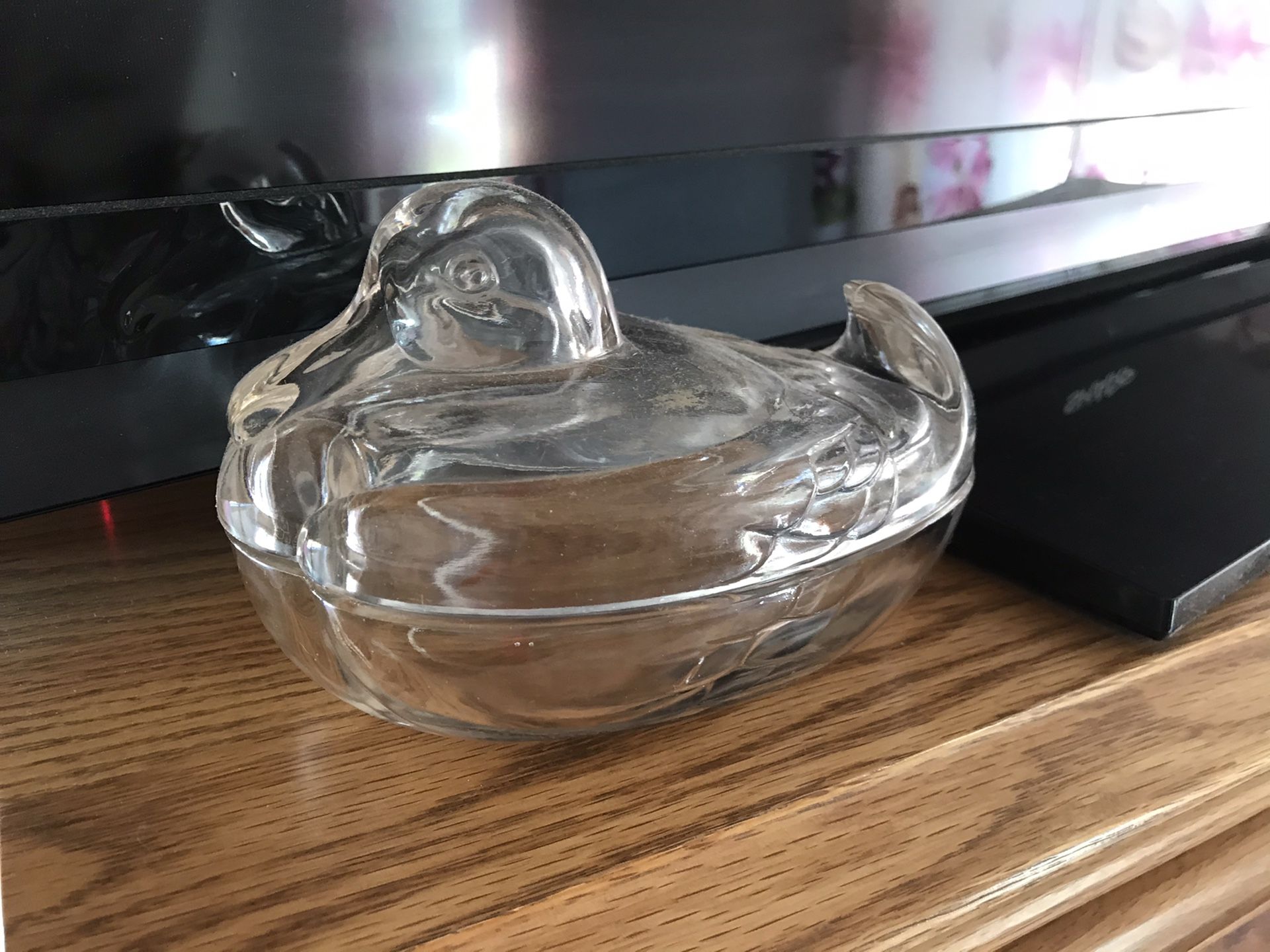 Vintage Duck Glass Candy Dish
