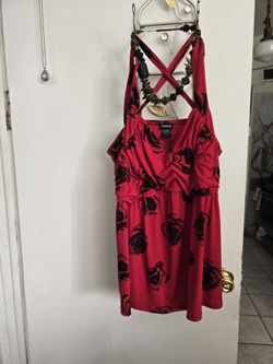 BEAUTIFUL TORRID RED TOP.  WITH BEAUTIFUL JEWELRY 