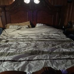 Vintage Bed And Armoire And Mirror 