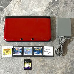 Nintendo 3DS XL Red w/ Charger Tested Working Bundle