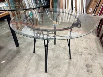 Glass Top Round Bistro Table with Wrought Iron Base