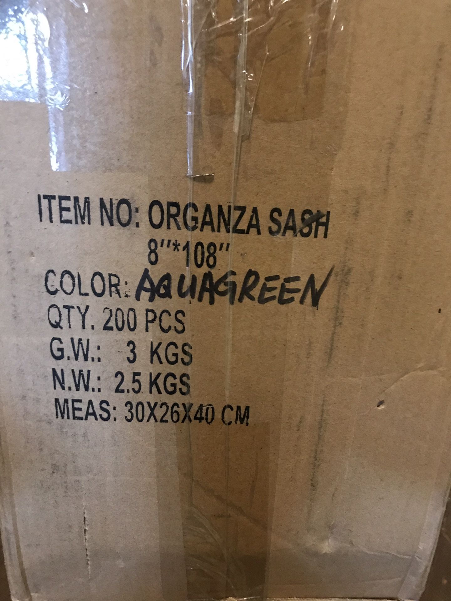 New Organza sashes aquagreen color