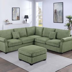 4 PC Sectional Sofa. New In A Box  Sofa-corner-sofa Ottoman.   Bonito Set De Sofas 4 Piezas Entregamos A Domicilio 