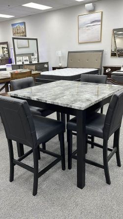 Brand New Marble look 5 Pc Counter height dining set