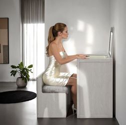 FM-AC416WH-V- Ashburton Bedside Vanity With Stool