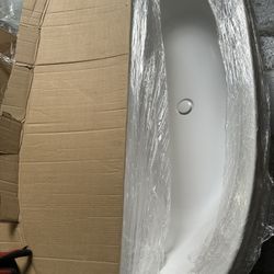 Jacuzzi Cosi 67" Free Standing Acrylic Soaking Tub with Center Drain, Drain Assembly and Overflow