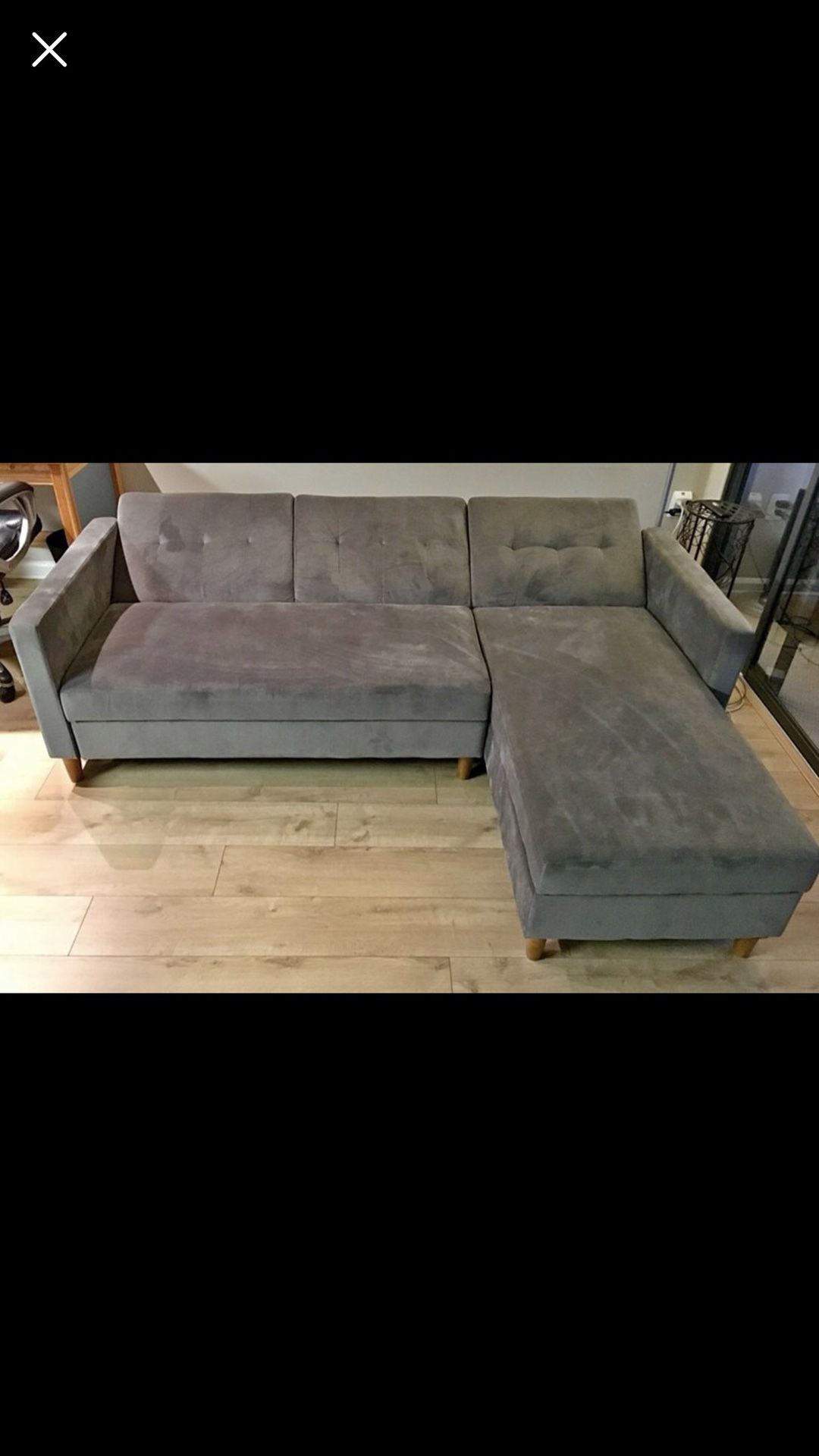 Gray sectional with storage