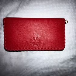 Tory Burch Marion Continental Wallet featuring braided whipstitch trim and an embossed logo