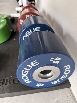 Rogue Loadable Dumbbell with 45lb and 55lb Bumpers