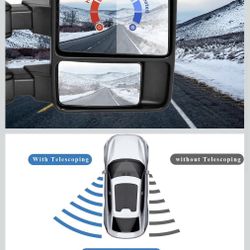 Towing Mirrors Left Pair Set For 99-07 F-250 F-350 F-450 F-550 Super Duty, 01-05 Excursion, Power Heated,Amber Signal Light, 