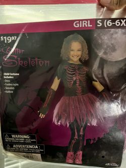 Glitter skeleton Halloween Costume Girl 6/6x