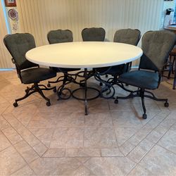 Dining Table with Wrought Iron Base