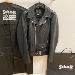 Schott NYC Jacket 519_ Waxy Natural Cowhide 50's Perfecto Motorcycle Leather Jacket