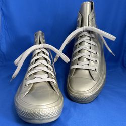 Size 8 Converse ChuckTaylor All Star Metallic RUBBER Counter Climate Water Repellent Sneaker Unisex 553269C LIGHT GOLD