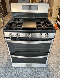 GE 30" Double Oven Gas Range w/ Air Fry - Stainless Steel