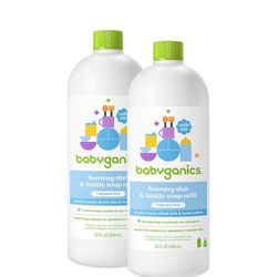 Babyganics Foaming Dish Bottle Soap Fragrance Free for Baby Bottle Essentials $14/both  New Condition