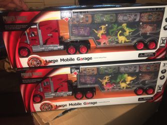 Dinosaur trailer with detachable garage