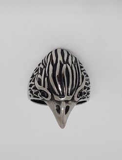 Eagle Head Black Austrian Crystal Ring