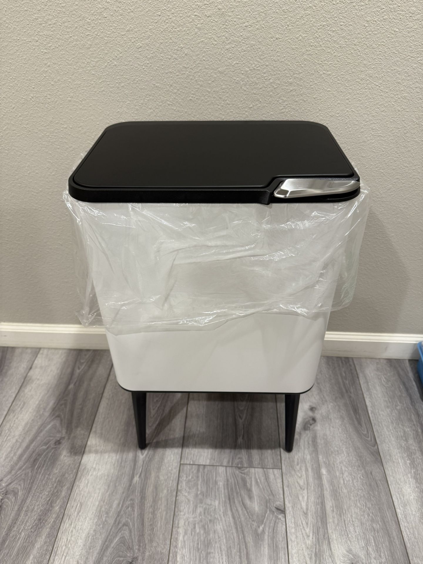 mVm 9.5 Gal Raised Kitchen Trash Can with Lid, Rectangular Touch Top Dry Wet Separation Recycling Bin with Odor Filter, Variety Stainless Steel Waste
