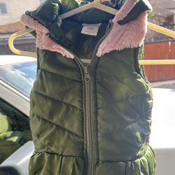 Girls Olive Green Puffer Vest