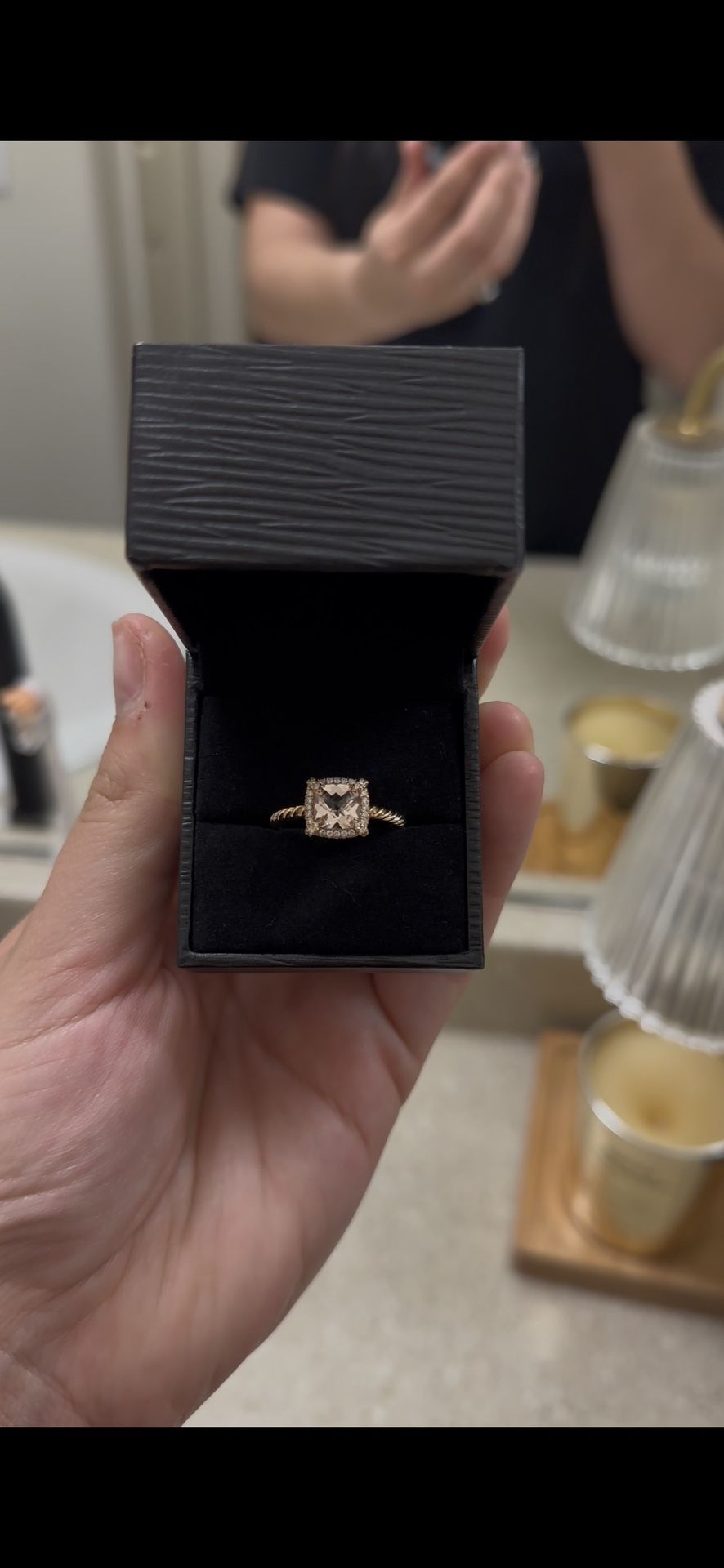 Engagement/Promise Ring- David Yurman’s 18K Rose Gold Morganite With 7mm Diamonds