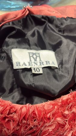 Raenrra Venezuelan designer dress. Rose coloring, beads, black inside.